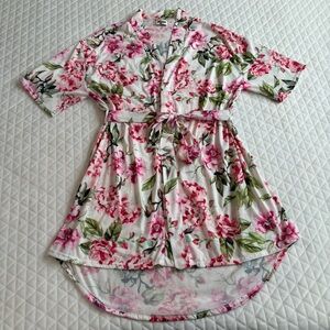 Show Me Your Mumu Robe W/ Belt Size OS Brie Garden Of Blooms Floral Pink Peonies